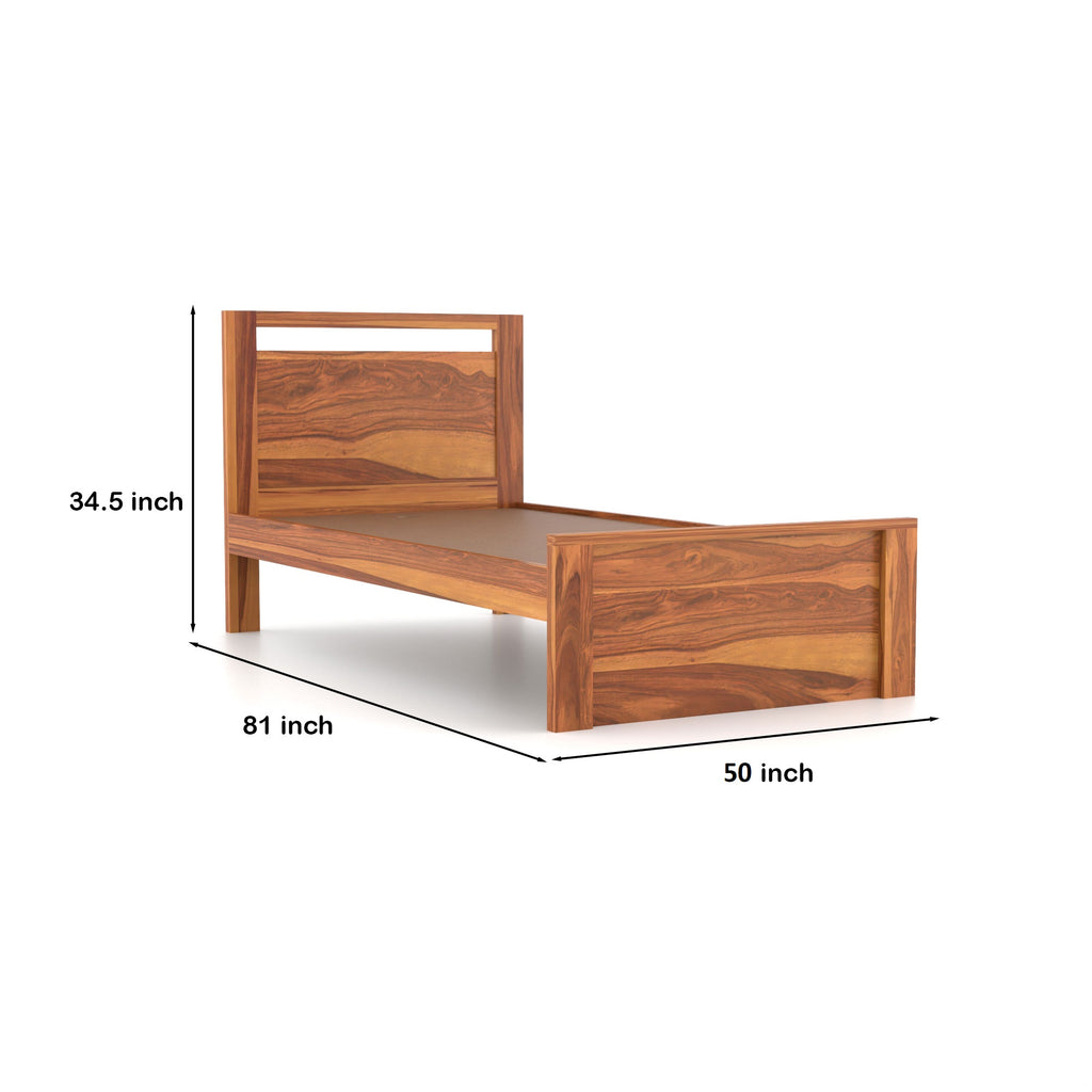 Morden Solid Sheesham Wood Single Bed  - 3 Years Warranty