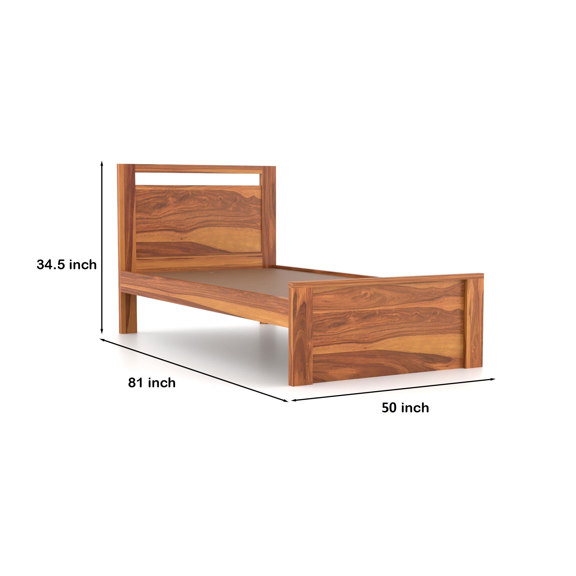 Morden Solid Sheesham Wood Single Bed  - 3 Years Warranty