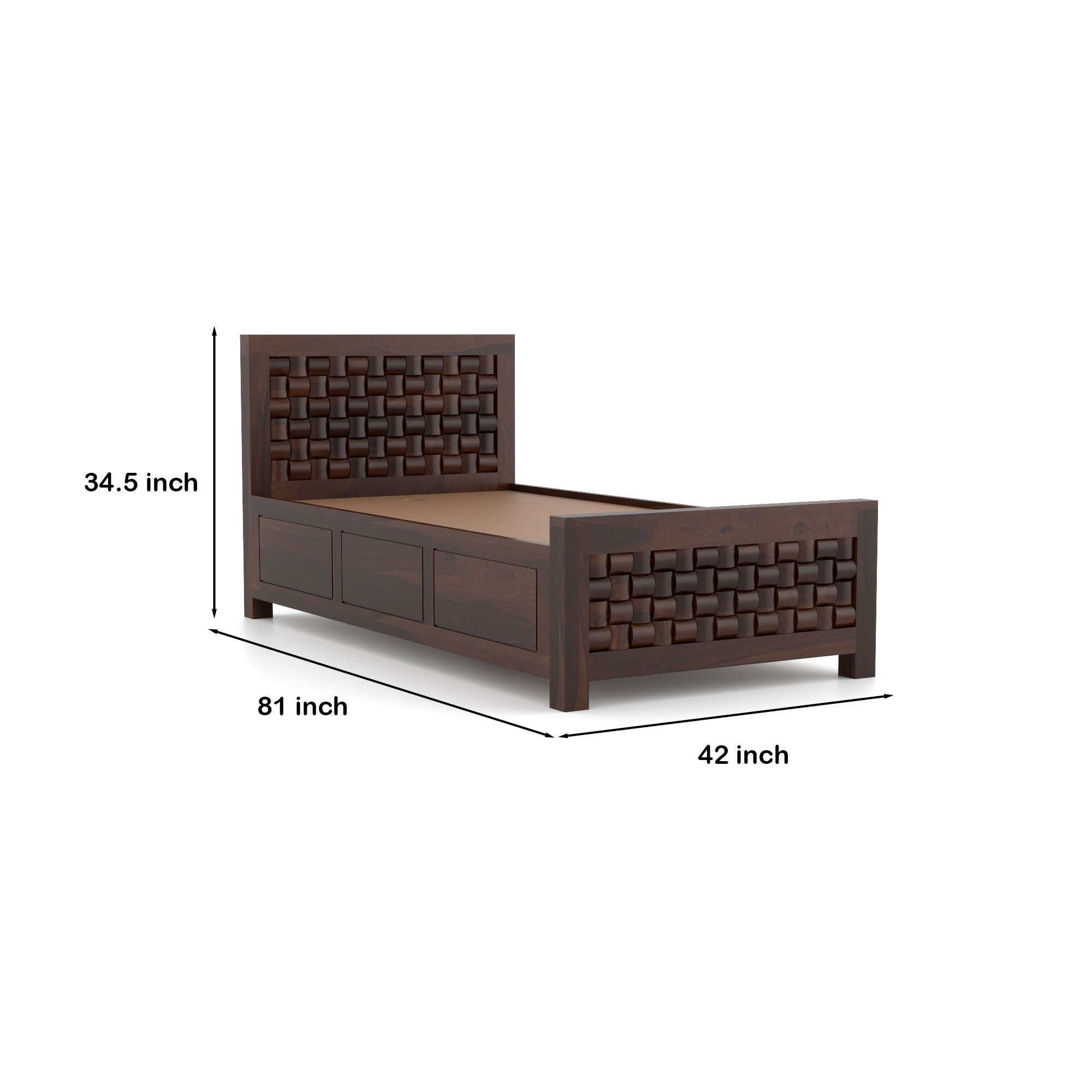 Solid Sheesham Wood Single Bed