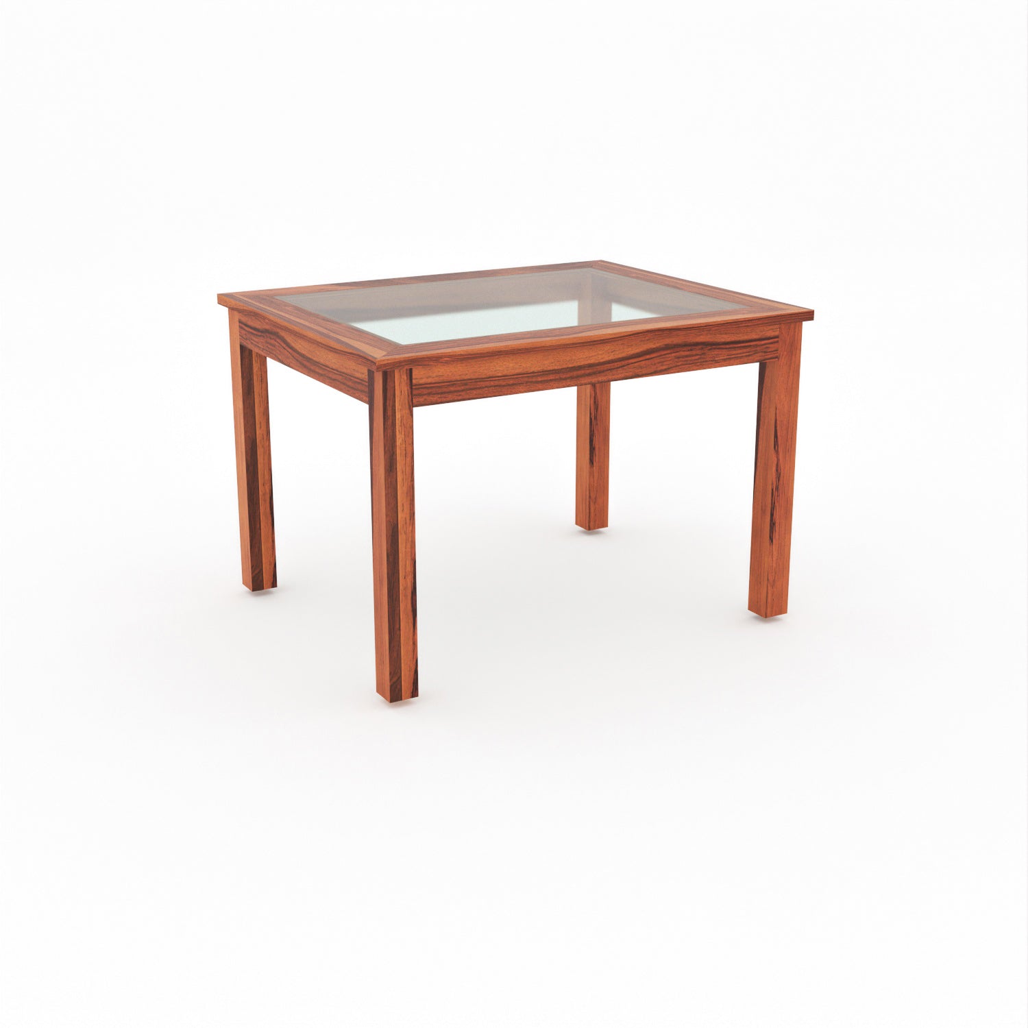 Kythera 4 Seater Round Solid Wood Glass Top Dining Table Set