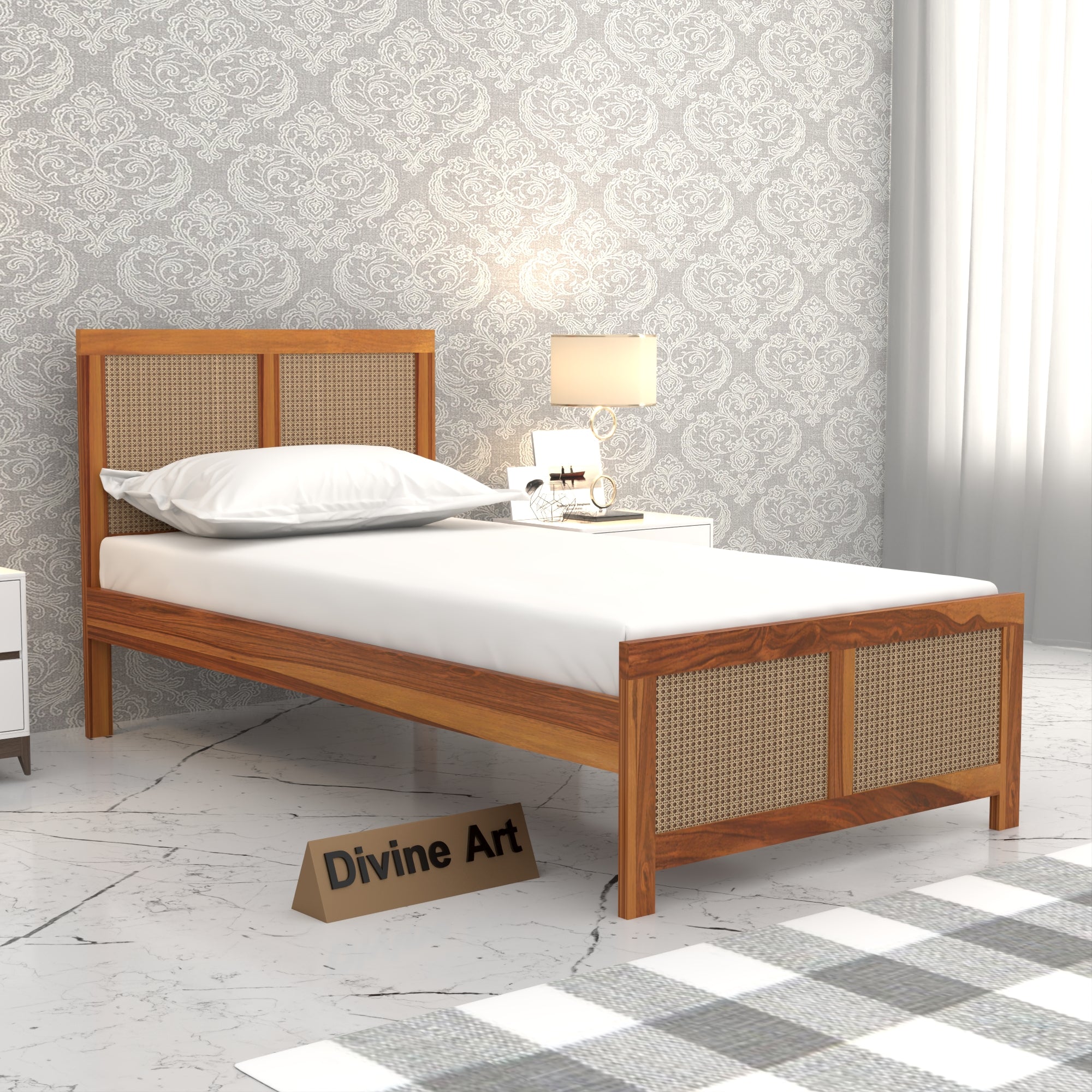 Solid Sheesham Wood Single Bed