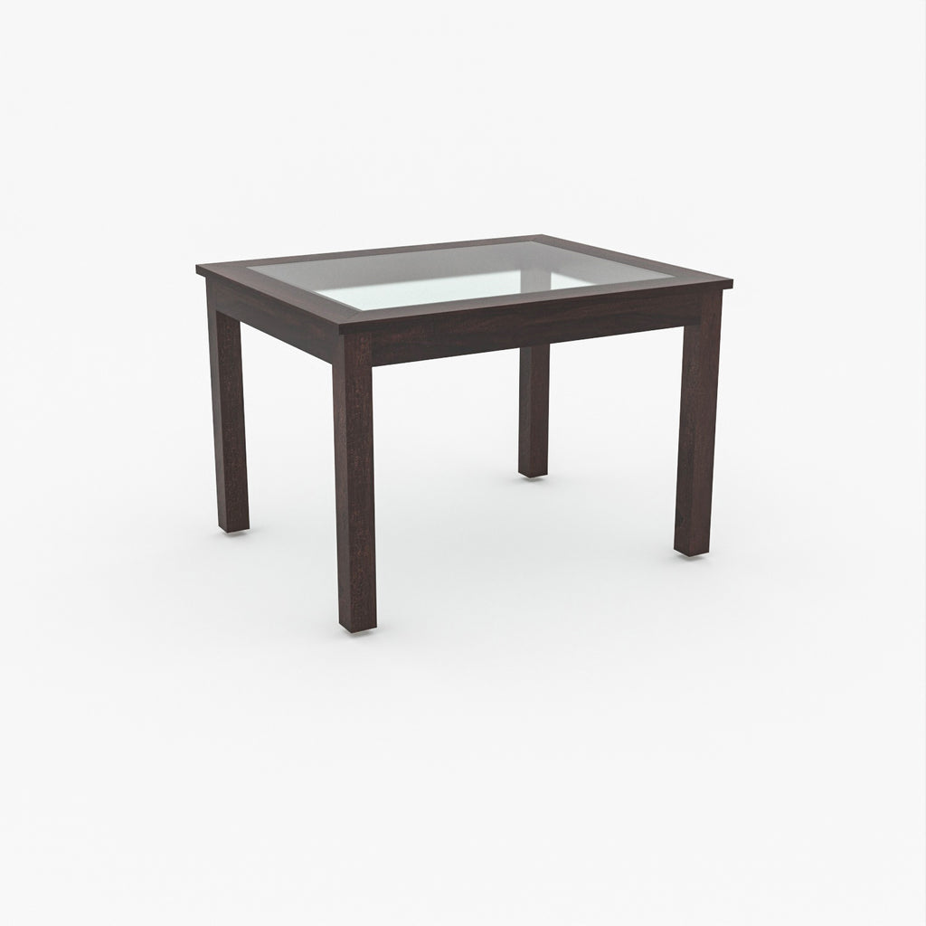 Kythera 4 Seater Round Solid Wood Glass Top Dining Table Set