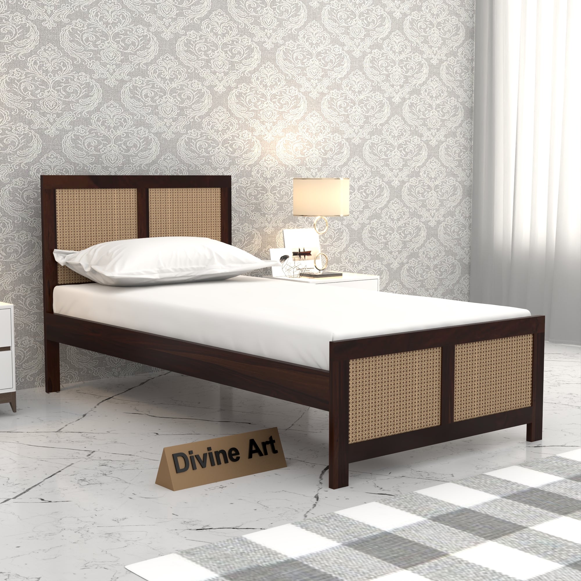 Solid Sheesham Wood Single Bed without storage