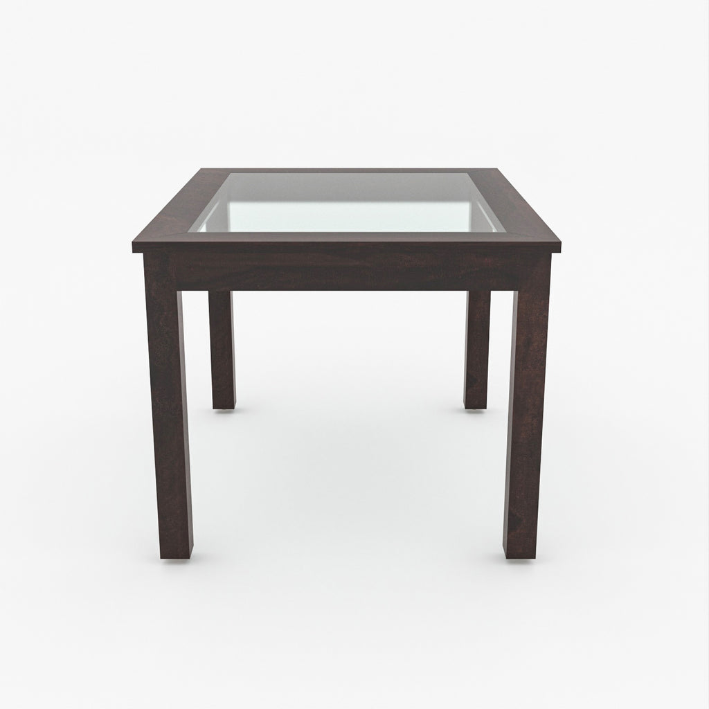 Kythera 4 Seater Round Solid Wood Glass Top Dining Table Set