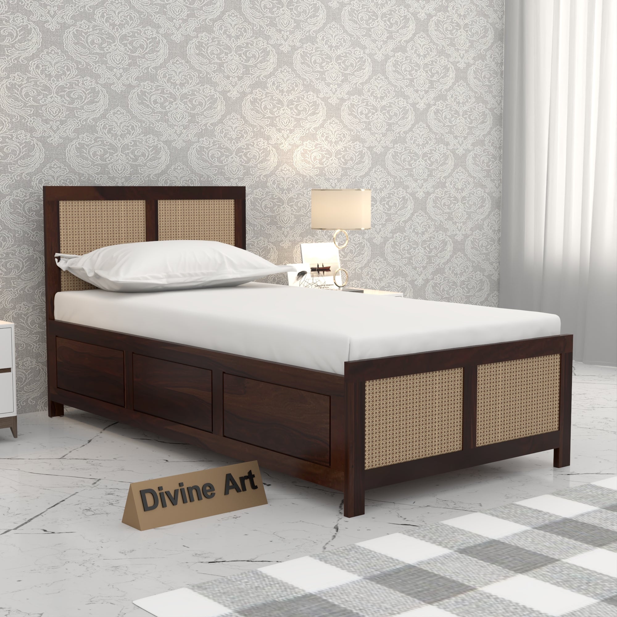 Solid Sheesham Wood Single Bed