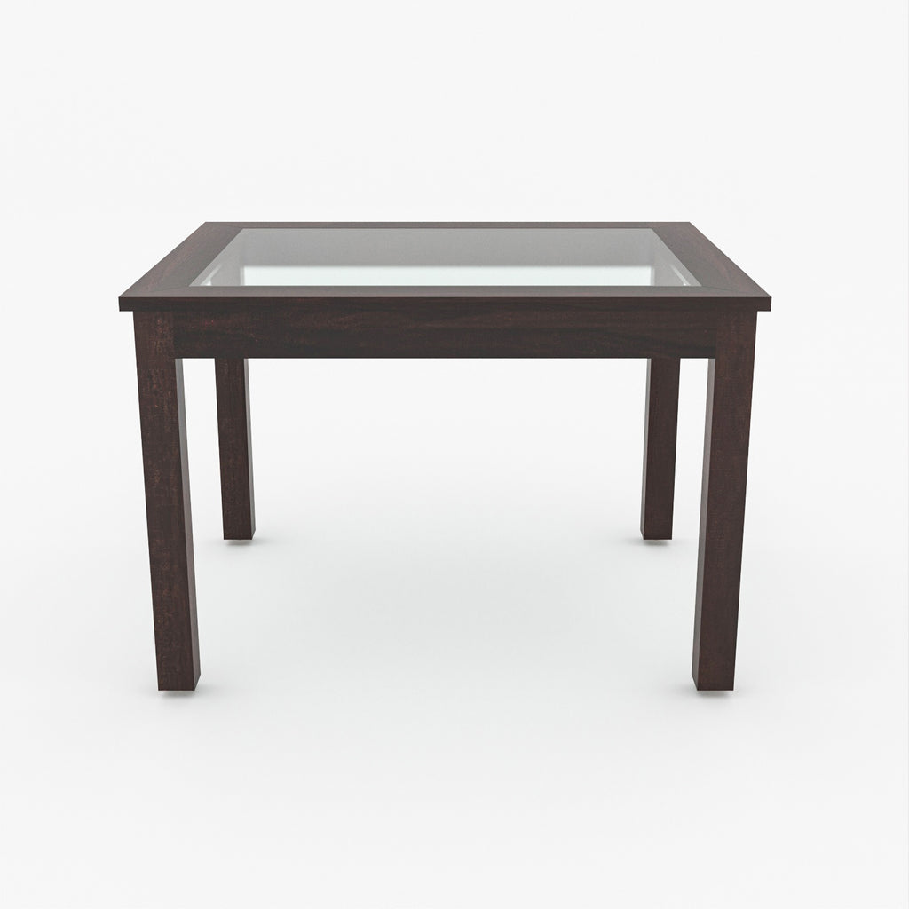 Kythera 4 Seater Round Solid Wood Glass Top Dining Table Set