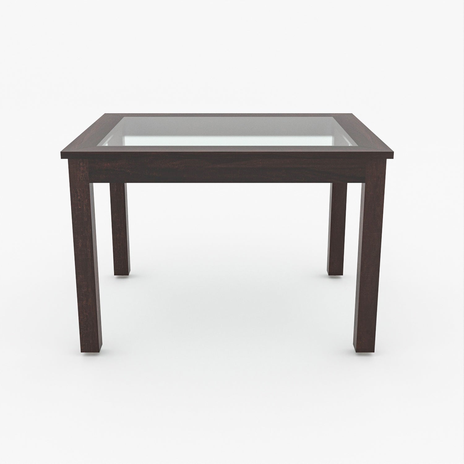 Kythera 4 Seater Round Solid Wood Glass Top Dining Table Set