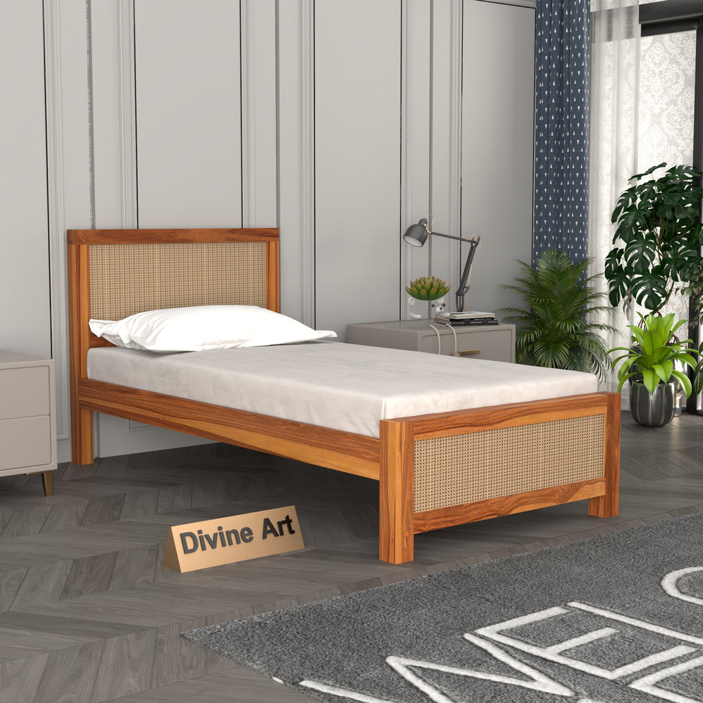 Solid Sheesham Wood Single Bed without storage