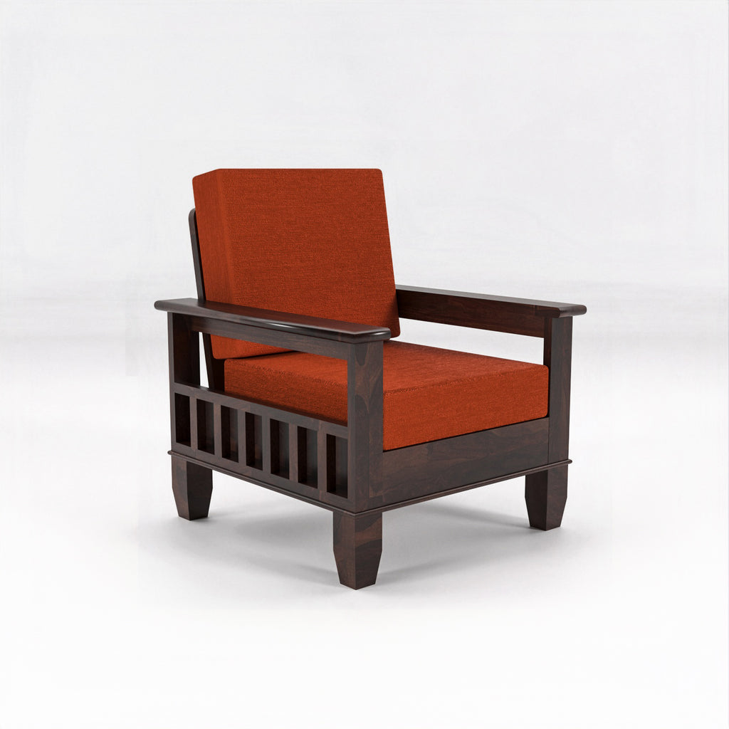 Premium Solid Sheesham Wood 5 Seater Wooden Sofa Set | Walnut Finish