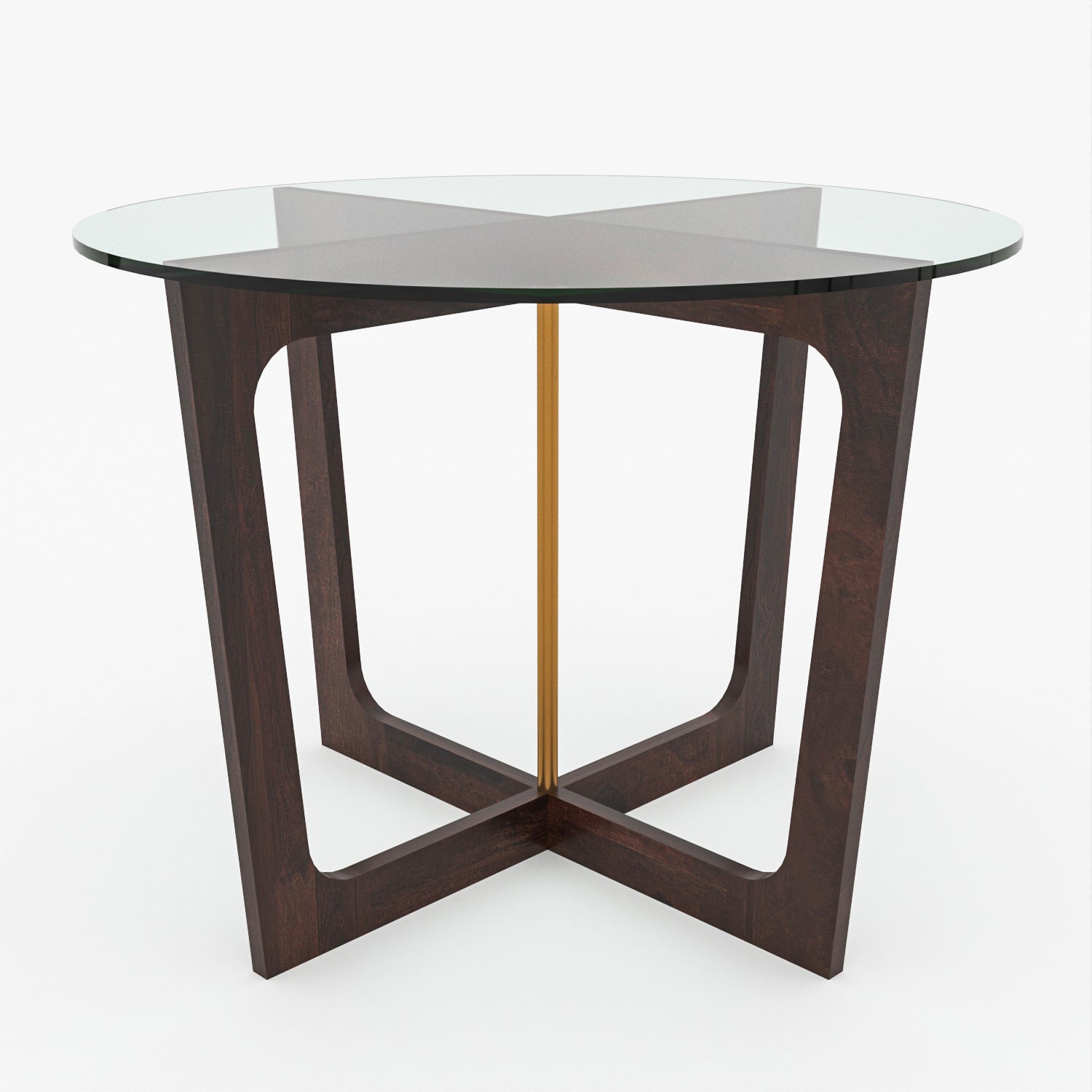 Aerith 4 Seater Round Solid Wood Glass Top Dining Table Set