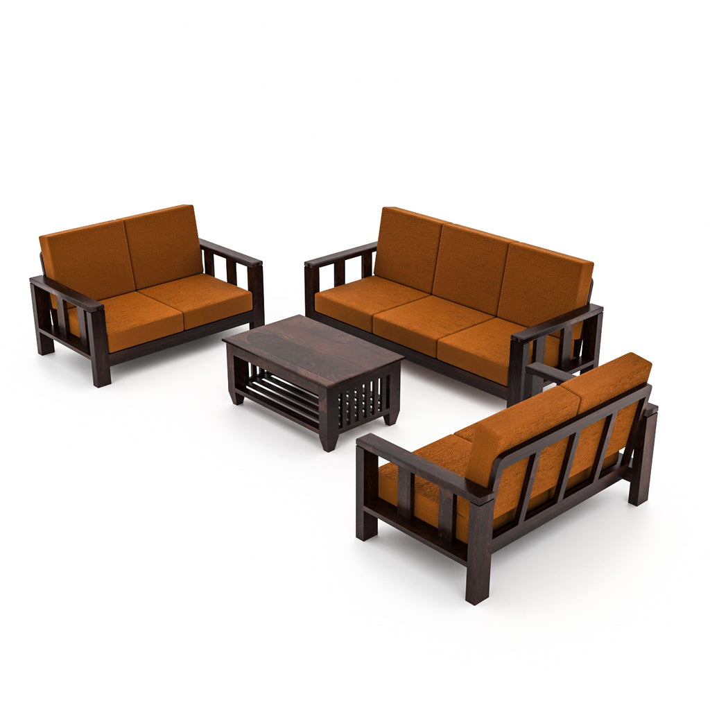Solid Sheesham Wood 7 Seater Wooden Sofa Set For Modern Living Room
