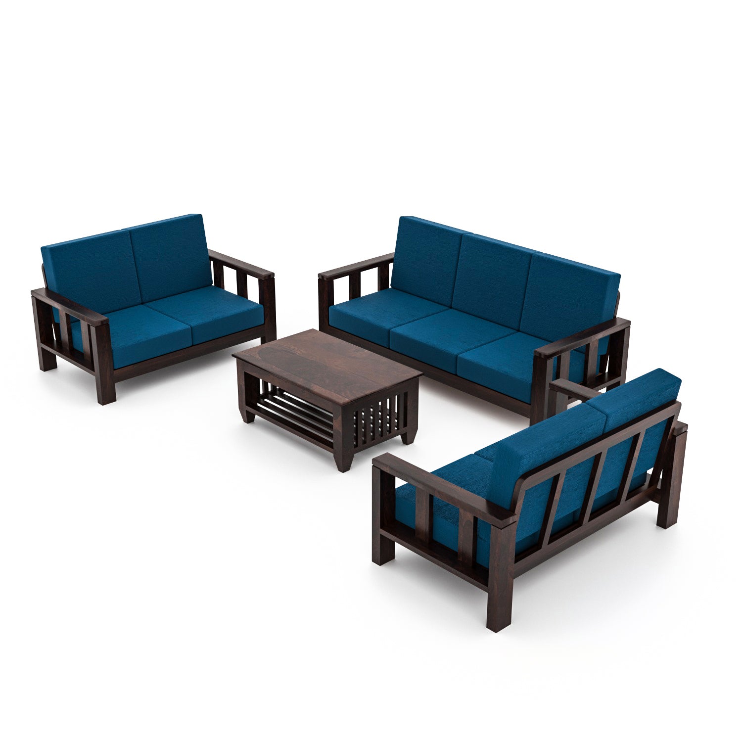 Solid Sheesham Wood 7 Seater Wooden Sofa Set For Modern Living Room