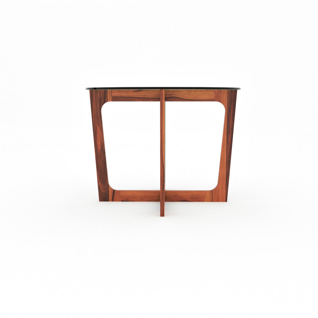 Aerith 4 Seater Round Solid Wood Glass Top Dining Table Set