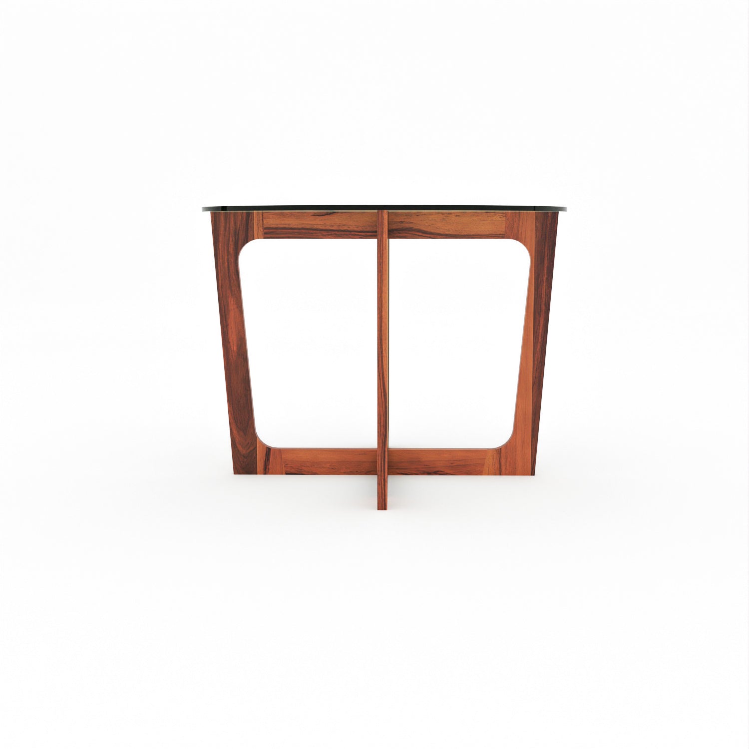 Aerith 4 Seater Round Solid Wood Glass Top Dining Table Set