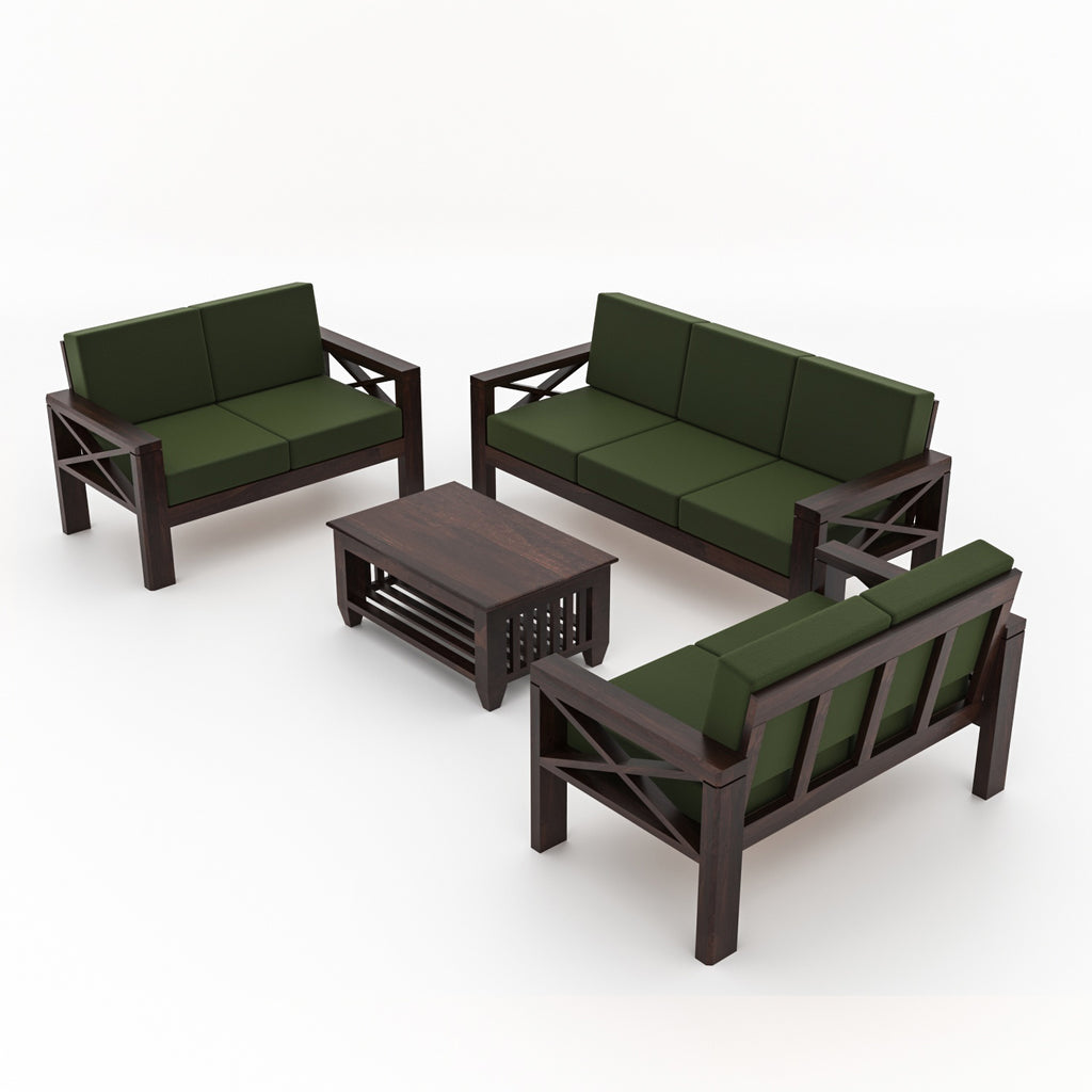 Moscow Solid Wood 7 Seater Sofa Set | Walnut Finish