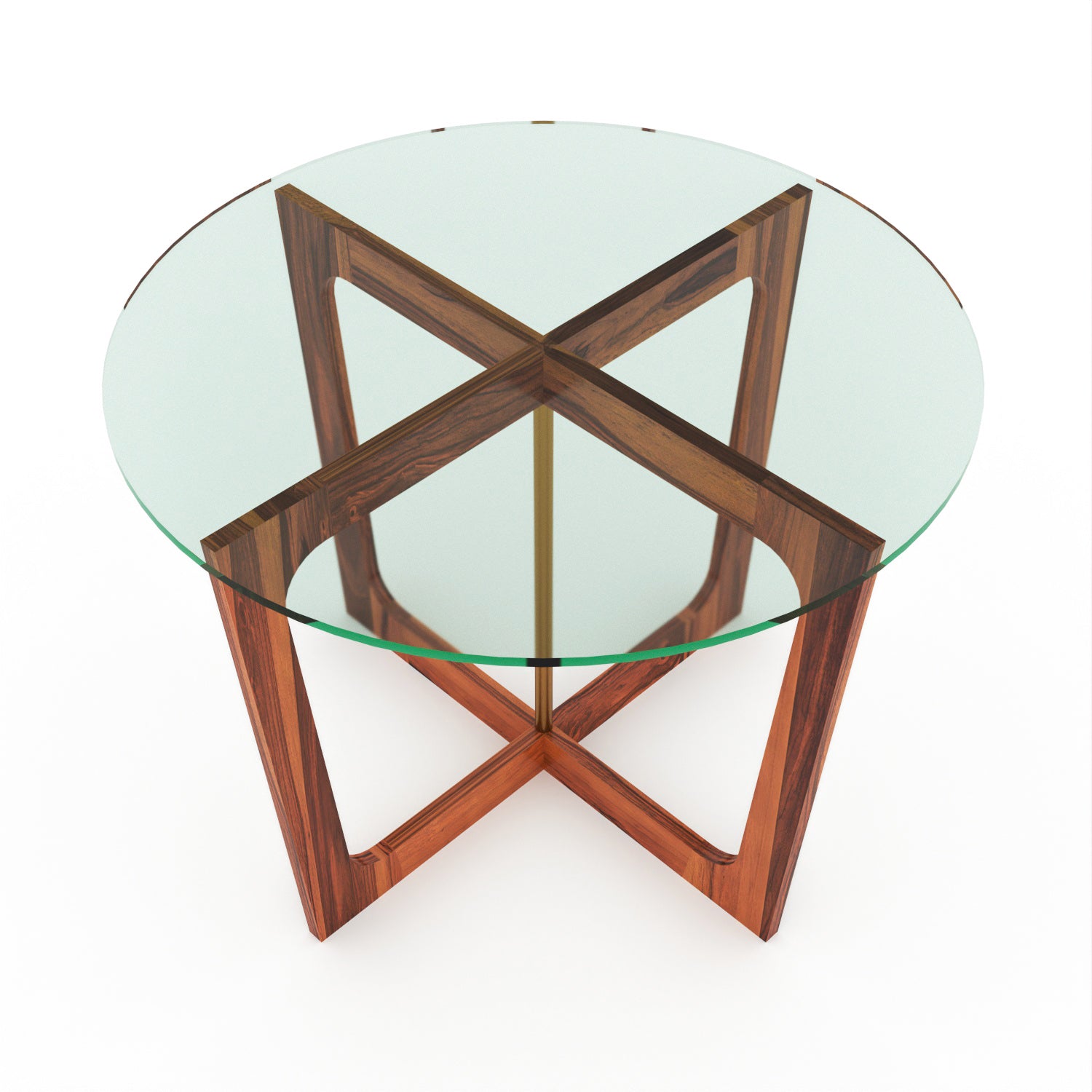 Aerith 4 Seater Round Solid Wood Glass Top Dining Table Set