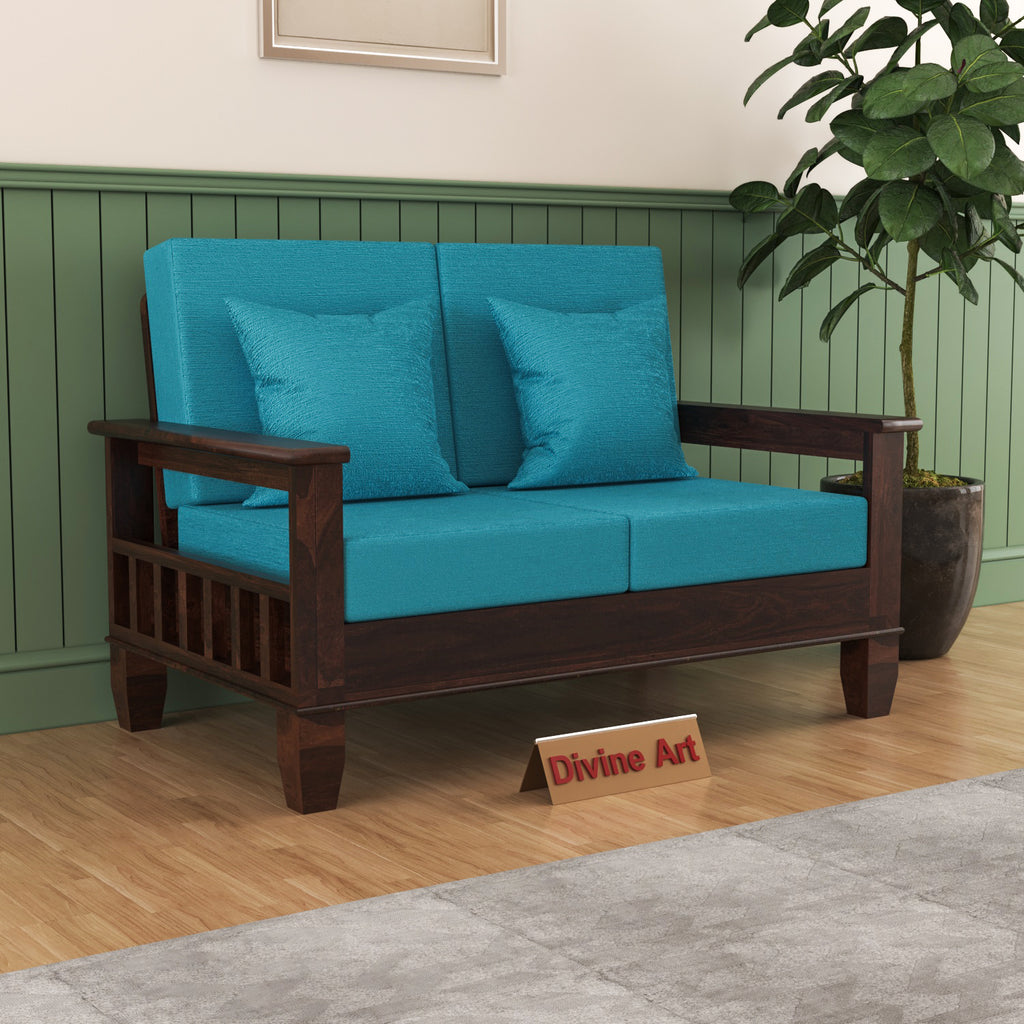 Loritha Sheesham Wooden 2 Seater Sofa | Walnut Finish