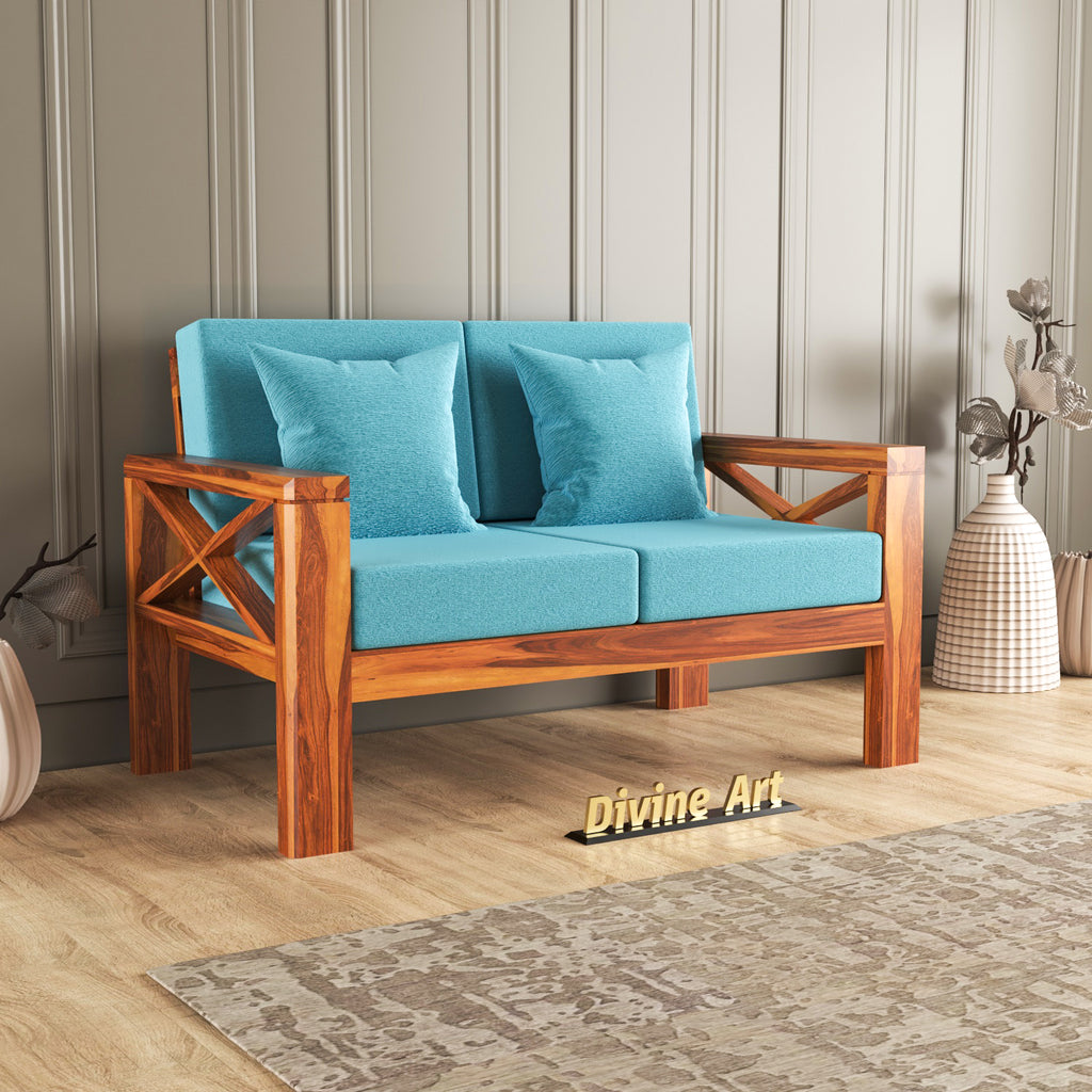 Elantra Sheesham Wood 2 Seater Sofa | Natural Finish