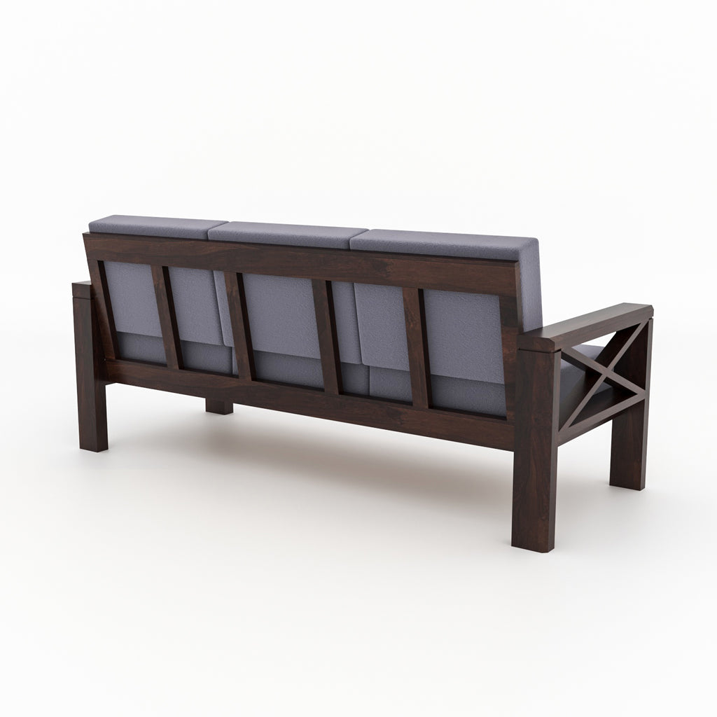 Alexandria Sheesham Wood 6 Seater Sofa Set | Walnut Finish