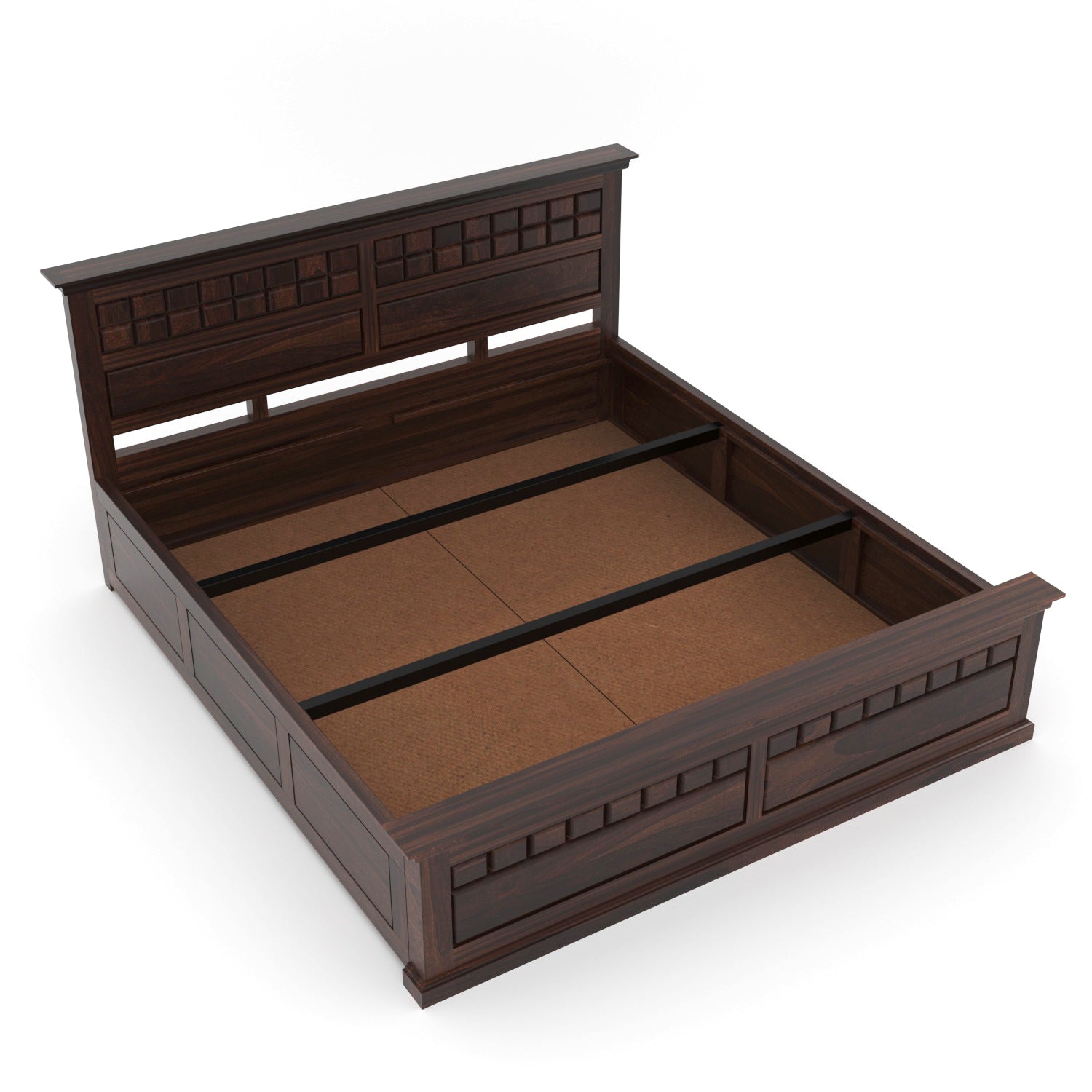 Zoryn Solid Sheesham Wood King Size Bed with Storage