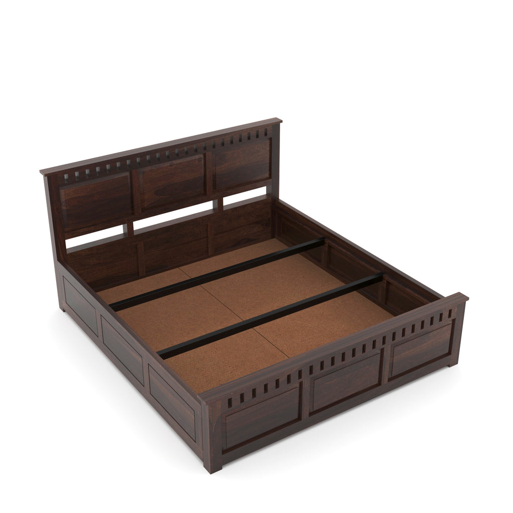 Vireth Solid Sheesham Wood Queen Size Bed with Storage