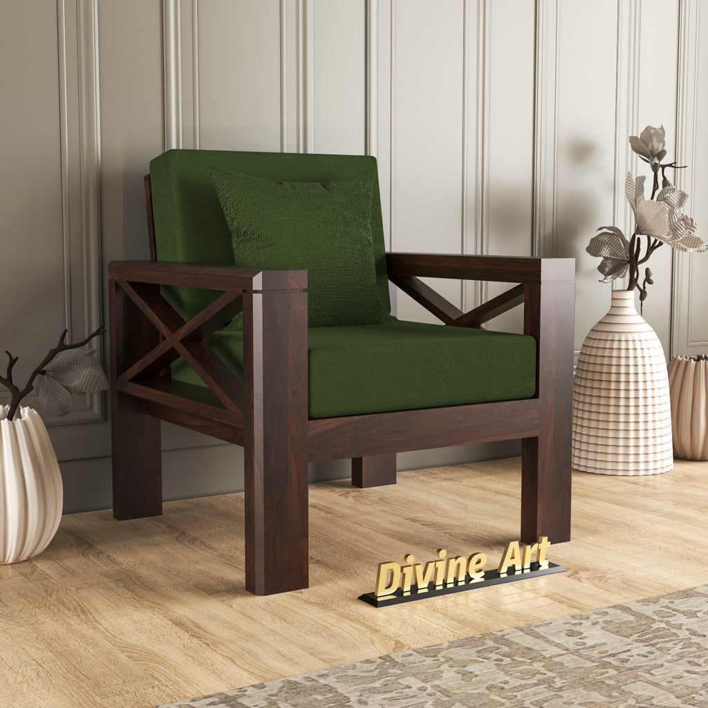 Drivora Sheesham Wood 1 Seater Sofa | Walnut Finish