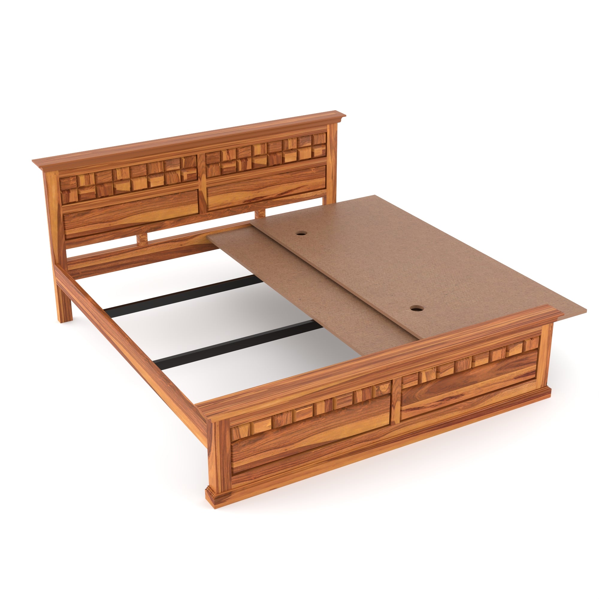Solid Sheesham Wood queen size Bed without storage