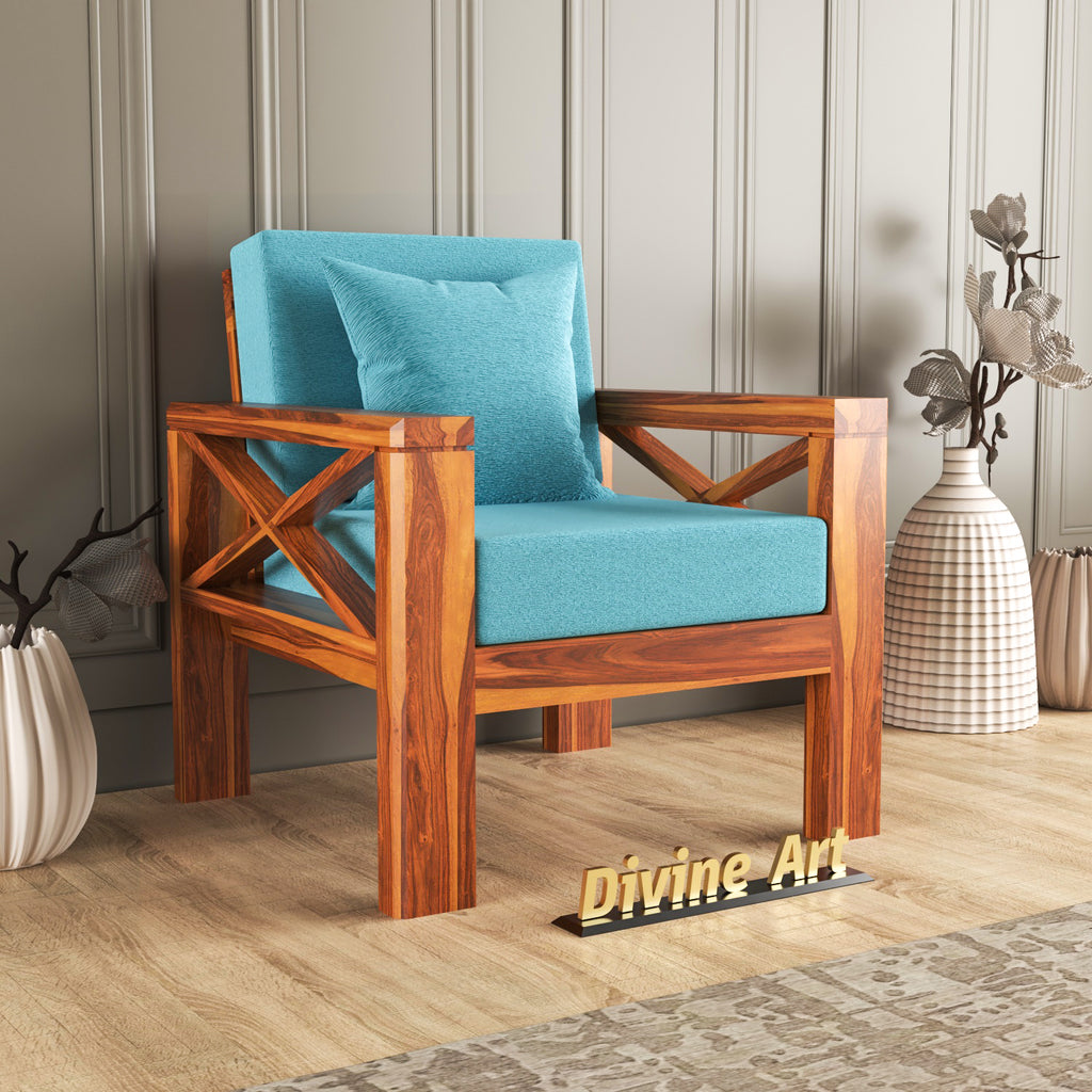 Drivora Sheesham Wood 1 Seater Sofa | Walnut Finish
