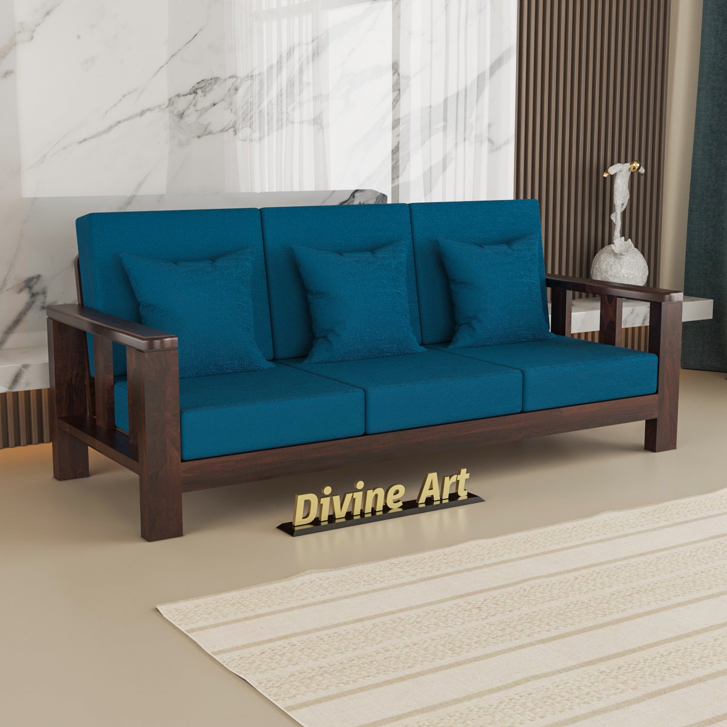 Elthara Sheesham Wood 3 Seater Sofa | Walnut Finish