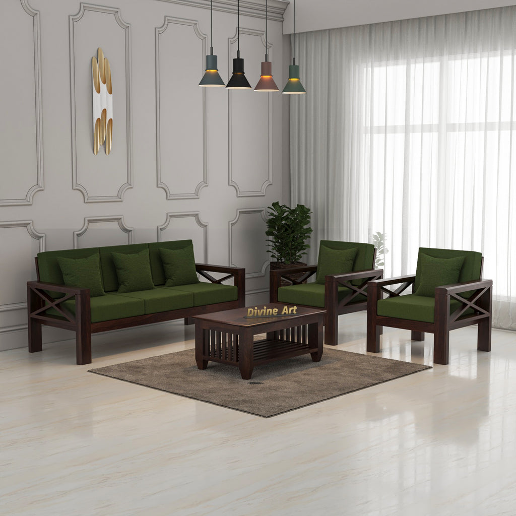 Boston Sheesham Wood 5 Seater Sofa Set | Walnut Finish