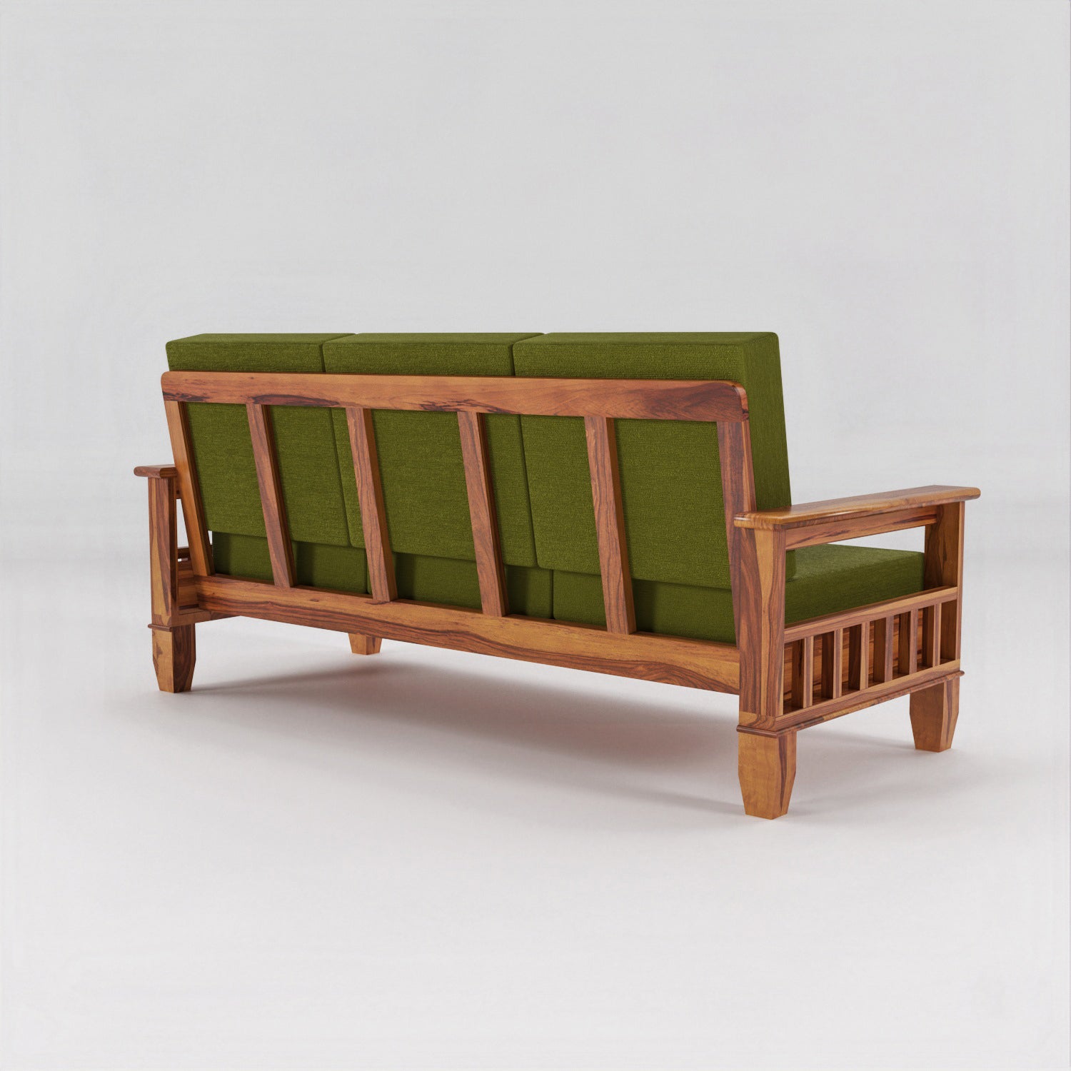 Solid Sheesham Wood 3 Seater Sofa  For Livingroom– NaturalFinish
